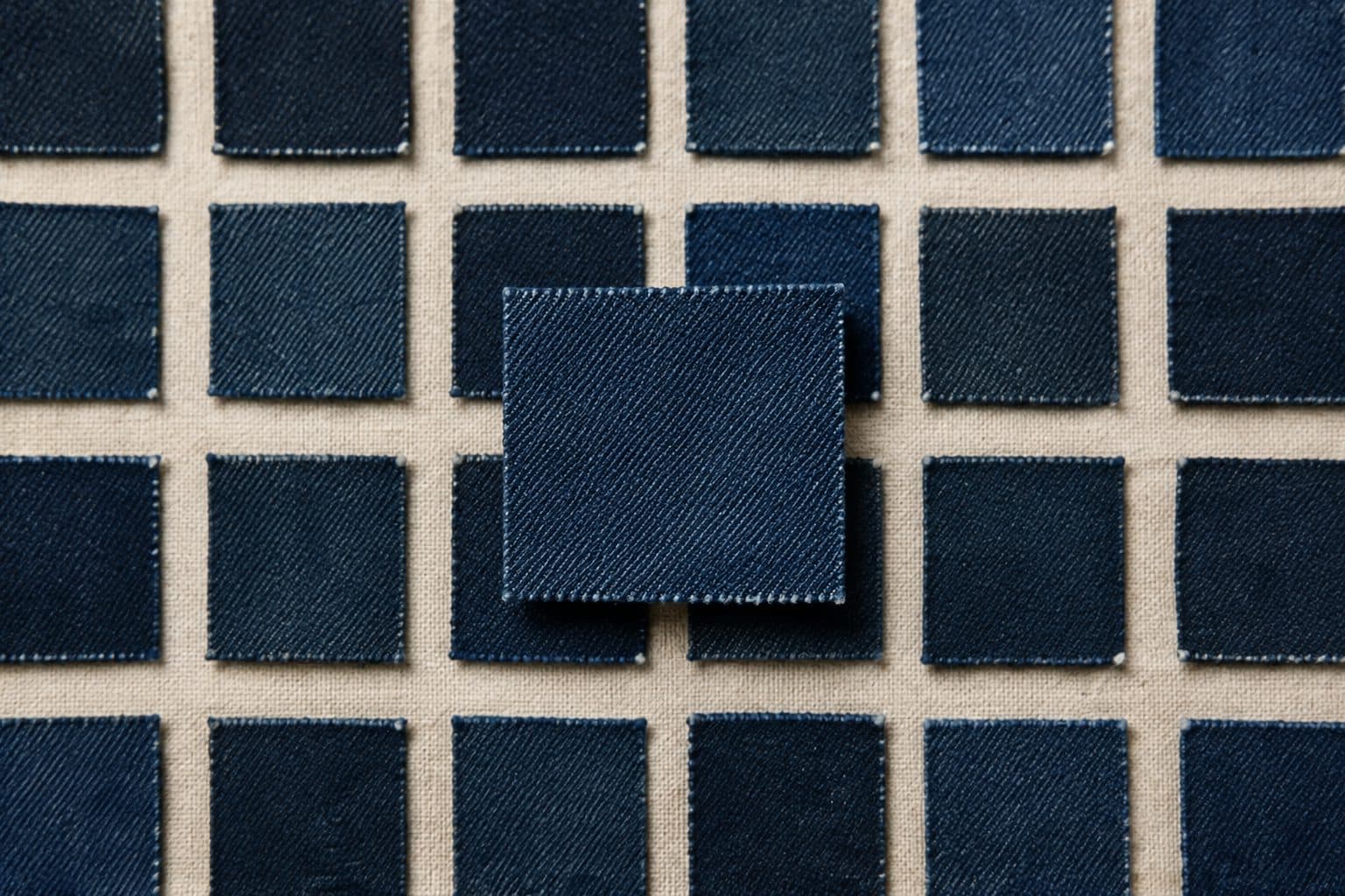 The same lattice with one swatch lifted and enlarged above the others