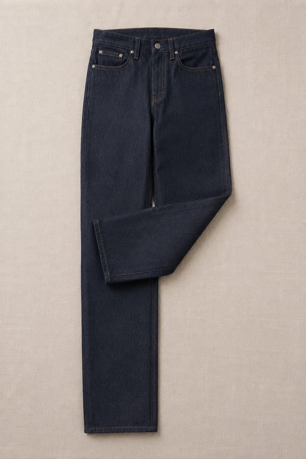 Raw Straight 16oz, laid flat on linen