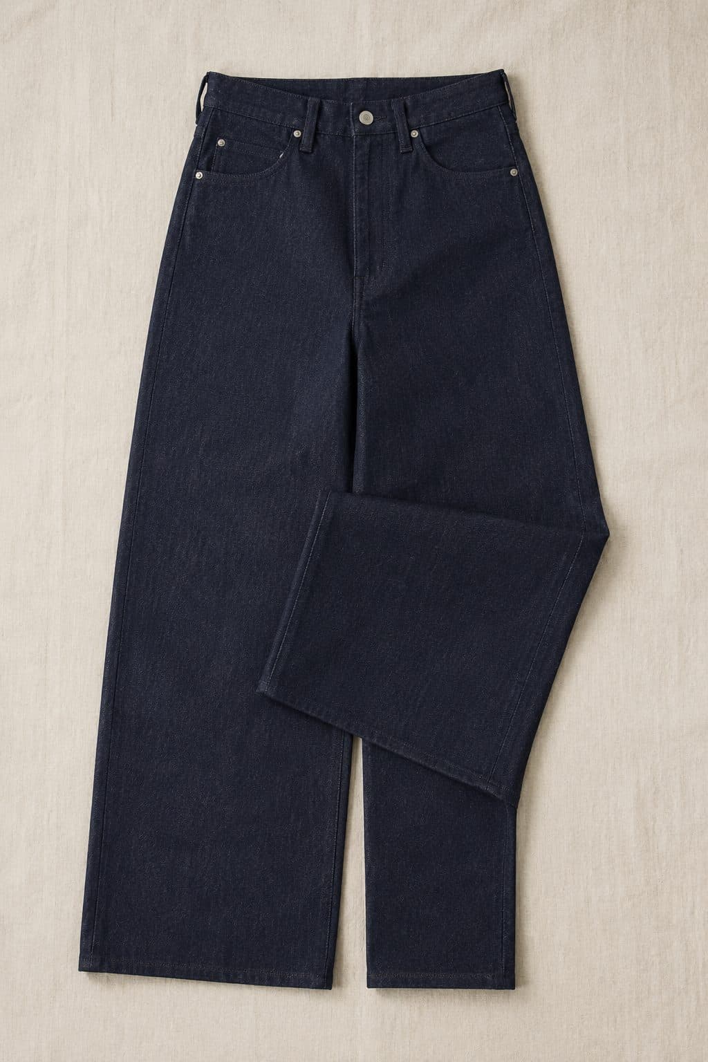Raw Wide 15oz, laid flat on linen