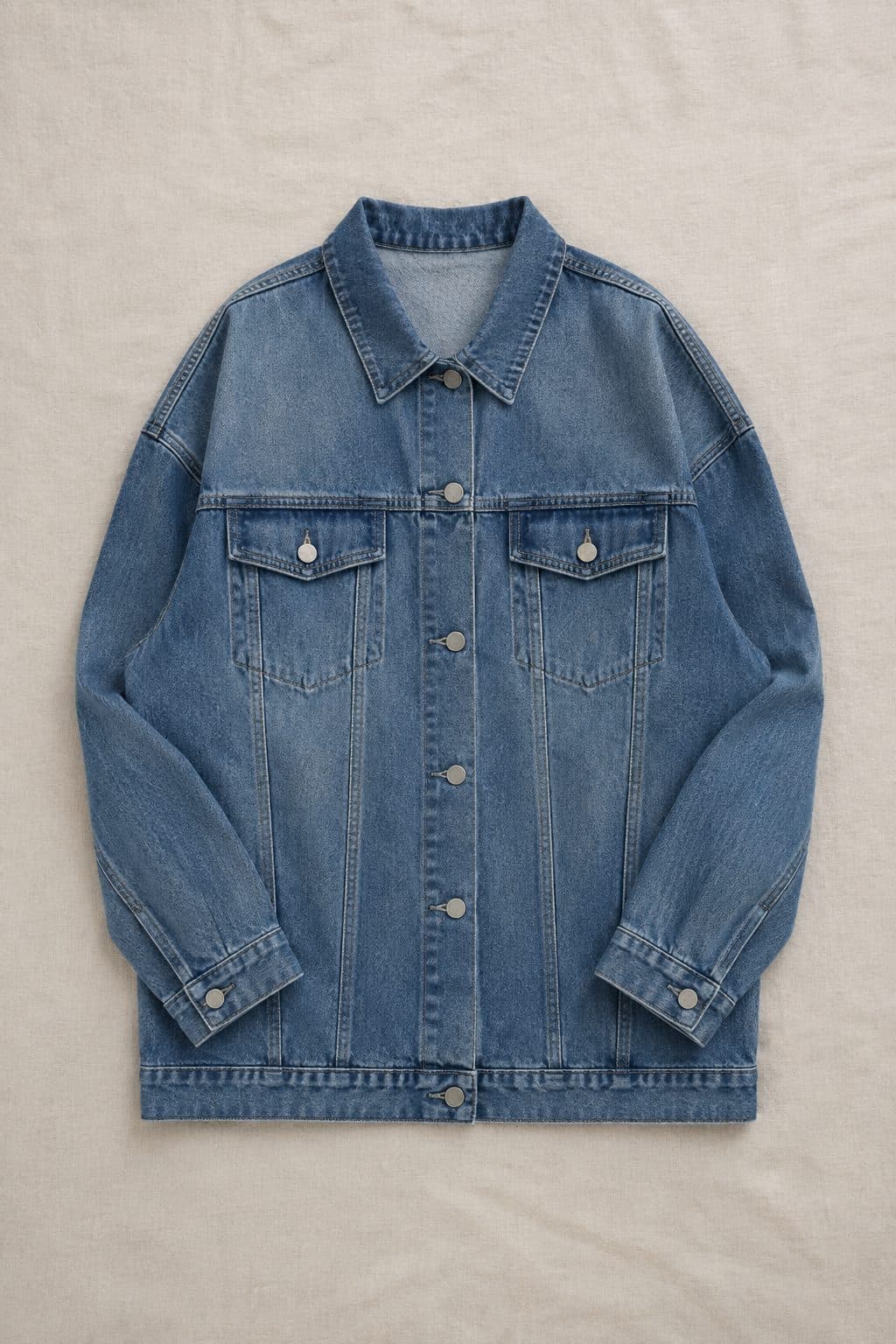 Oversized Jacket, laid flat on linen