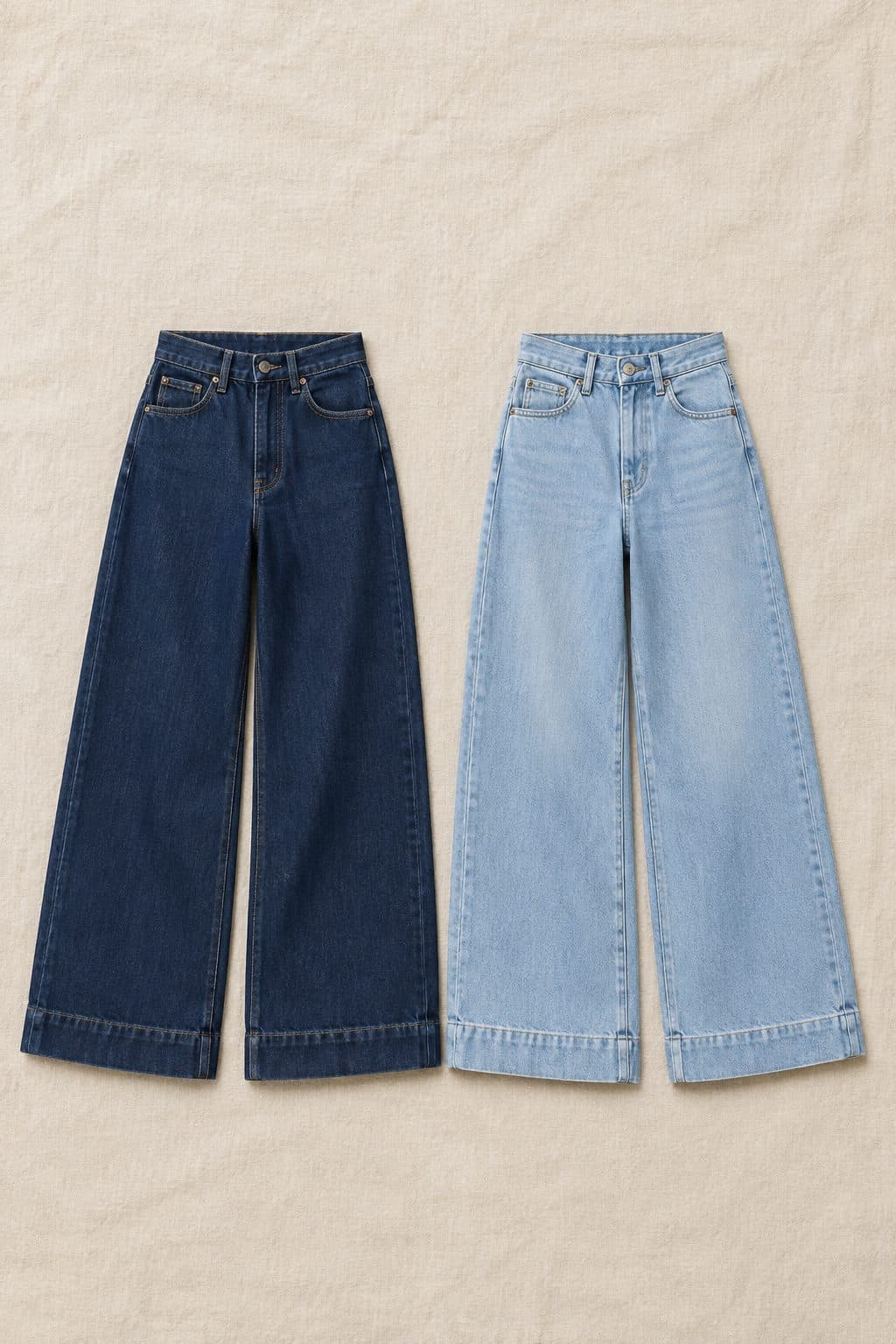 Wide Set, laid flat on linen