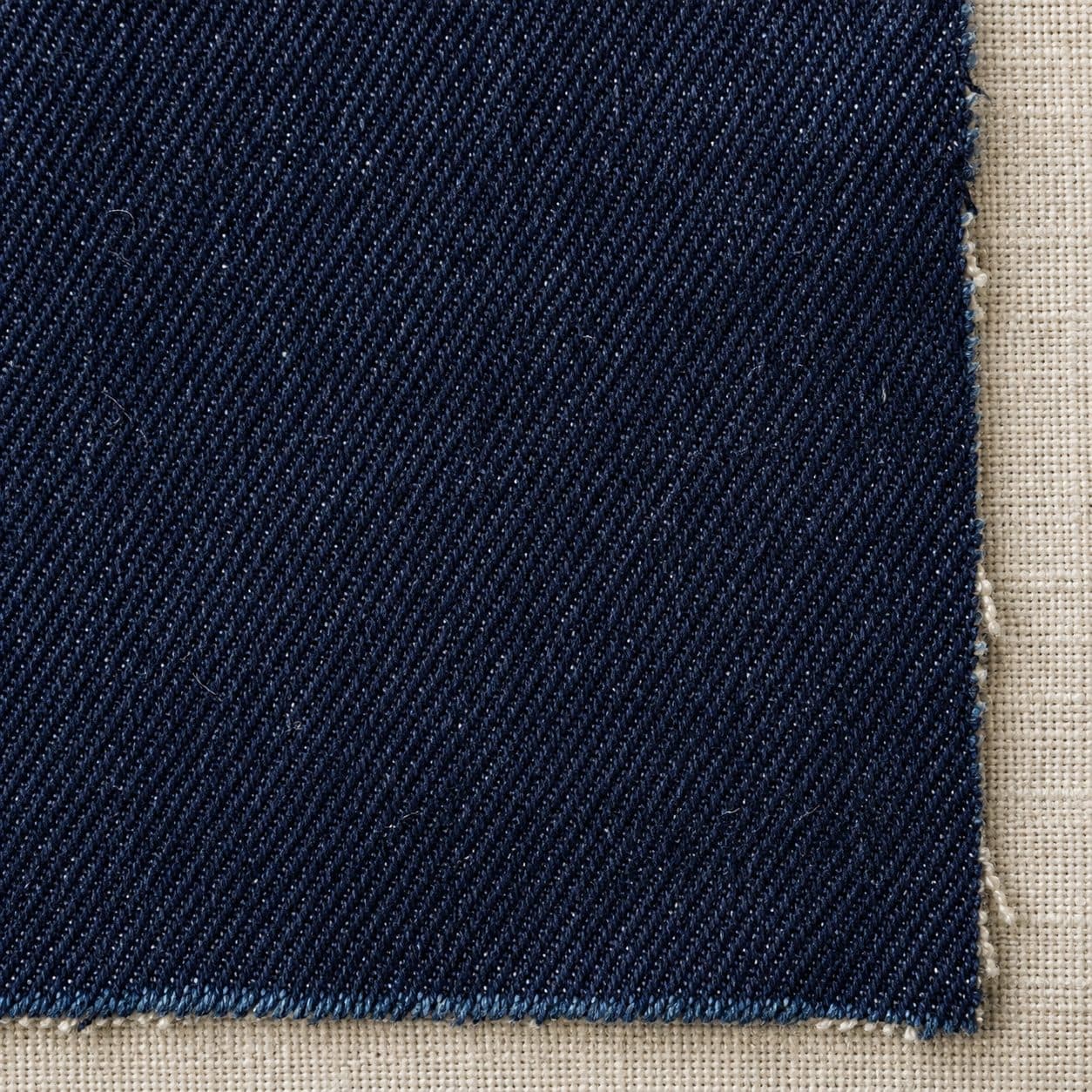Macro of raw denim, twill line visible